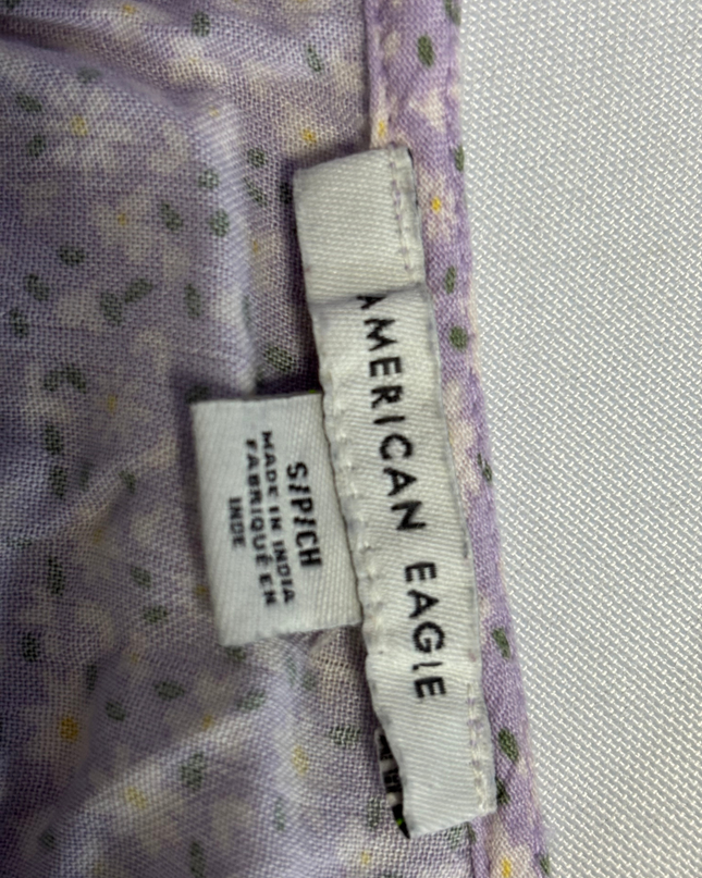 American Eagle Purple Floral Long Sleeve Wrap Romper