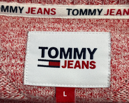 Tommy Jeans Red Heathered Knit Crewneck Sweater