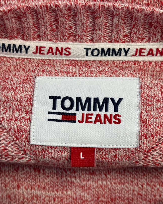 Tommy Jeans Red Heathered Knit Crewneck Sweater