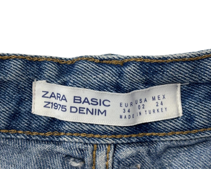 Zara Blue Distressed Embellished Denim Shorts