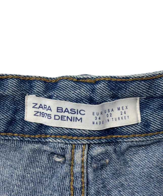 Zara Blue Distressed Embellished Denim Shorts