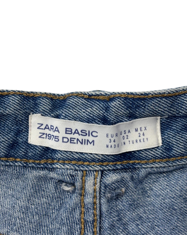 Zara Blue Distressed Embellished Denim Shorts