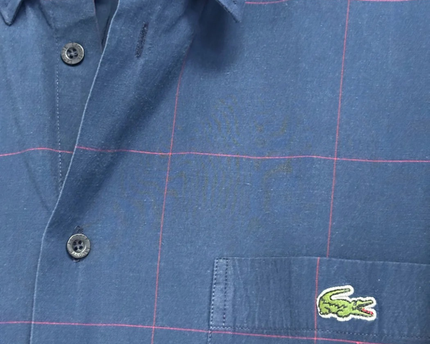 Lacoste Blue Grid Pattern Long-Sleeve Shirt