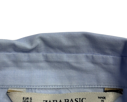 Zara Basic Light Blue Striped Shoulder Cotton Shirt