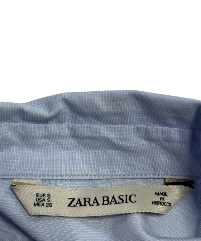 Zara Basic Light Blue Striped Shoulder Cotton Shirt