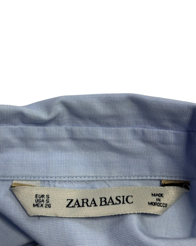 Zara Basic Light Blue Striped Shoulder Cotton Shirt