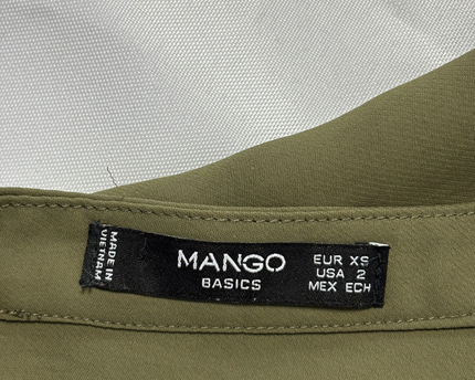 Mango Olive Green Long Sleeve Utility Blouse