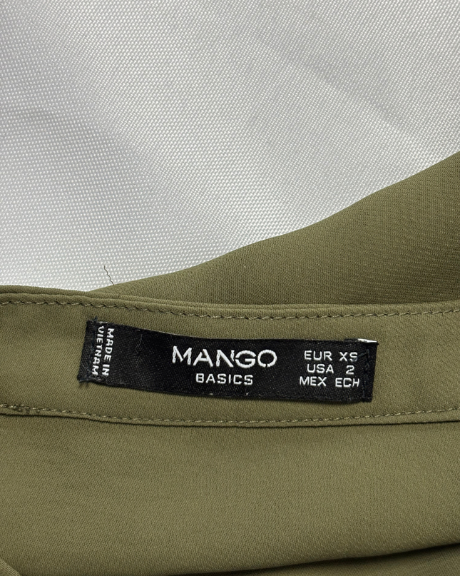 Mango Olive Green Long Sleeve Utility Blouse