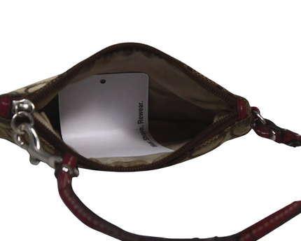 Coach Brown/Red Signature C Wristlet Bag