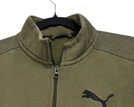 Puma Olive Green Mesh-Detail Full-Zip Track Jacket