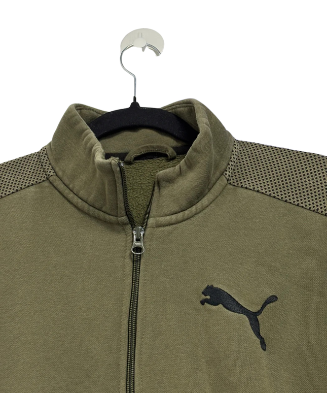 Puma Olive Green Mesh-Detail Full-Zip Track Jacket