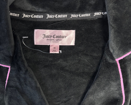 Juicy Couture Black Velour Pajama Top with Pink Piping