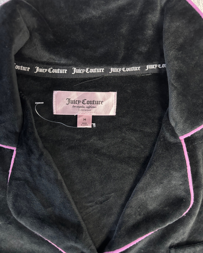 Juicy Couture Black Velour Pajama Top with Pink Piping
