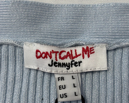 Don't Call Me Jennyfer Sky Blue Ribbed Knit Button-Down Mini Dress W/Tags