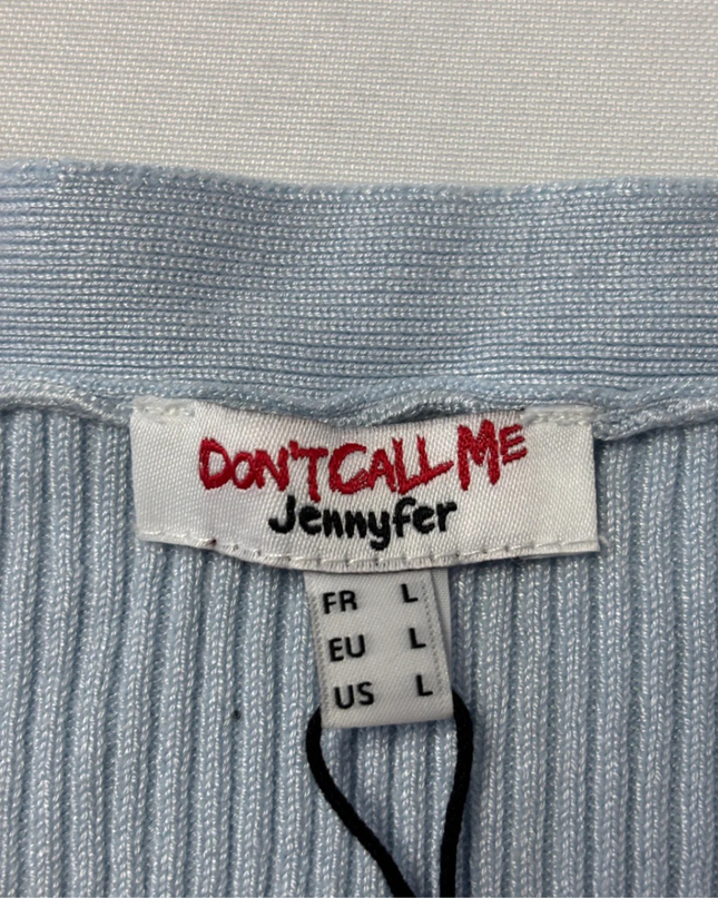 Don't Call Me Jennyfer Sky Blue Ribbed Knit Button-Down Mini Dress W/Tags