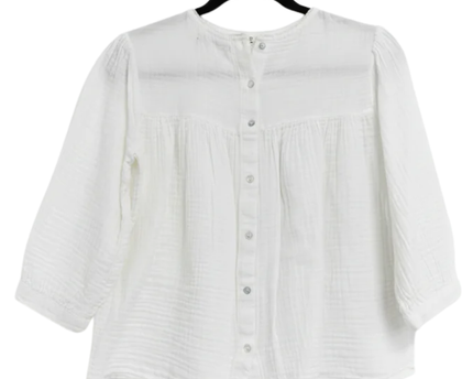 Monoprix Femme White Embroidered Double Gauze Blouse