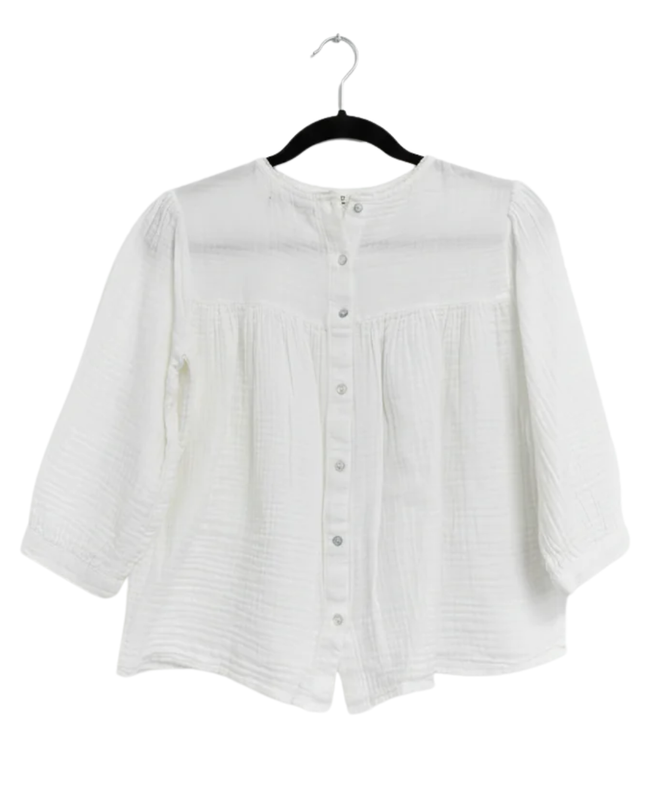 Monoprix Femme White Embroidered Double Gauze Blouse