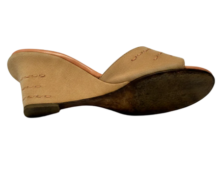Chanel Beige Suede Wedge Sandals
