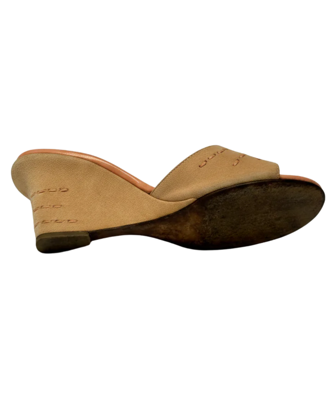 Chanel Beige Suede Wedge Sandals