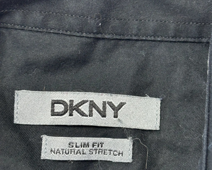 DKNY Black Slim Fit Natural Stretch Button-Down Shirt