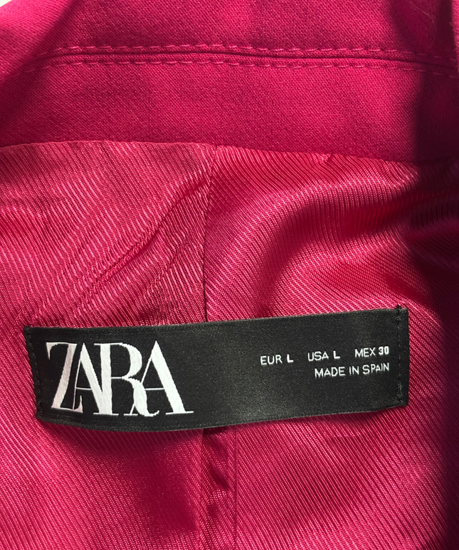 Zara Pink Satin Lapel Tailored Blazer