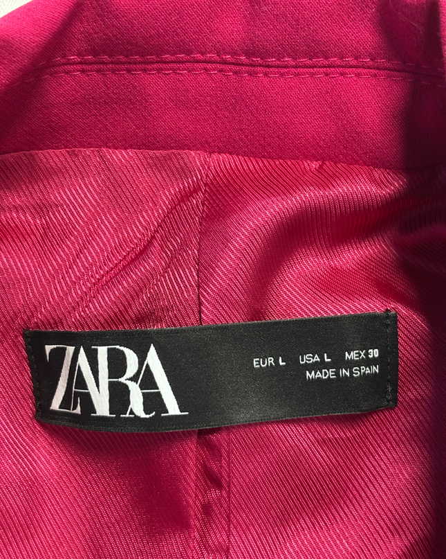 Zara Pink Satin Lapel Tailored Blazer