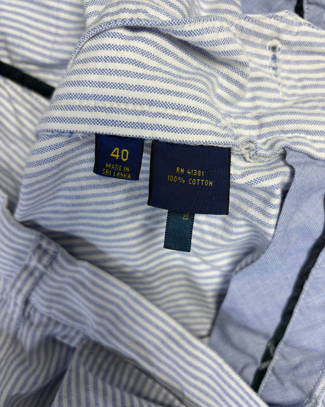 Polo Ralph Lauren Blue and White Striped Classic Fit 9" Shorts