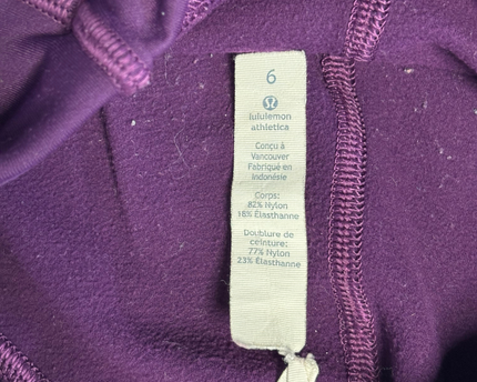 Lululemon Purple Zipper Pocket Fleece Lined Leggings