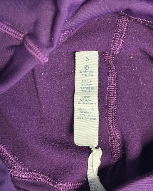 Lululemon Purple Zipper Pocket Fleece Lined Leggings