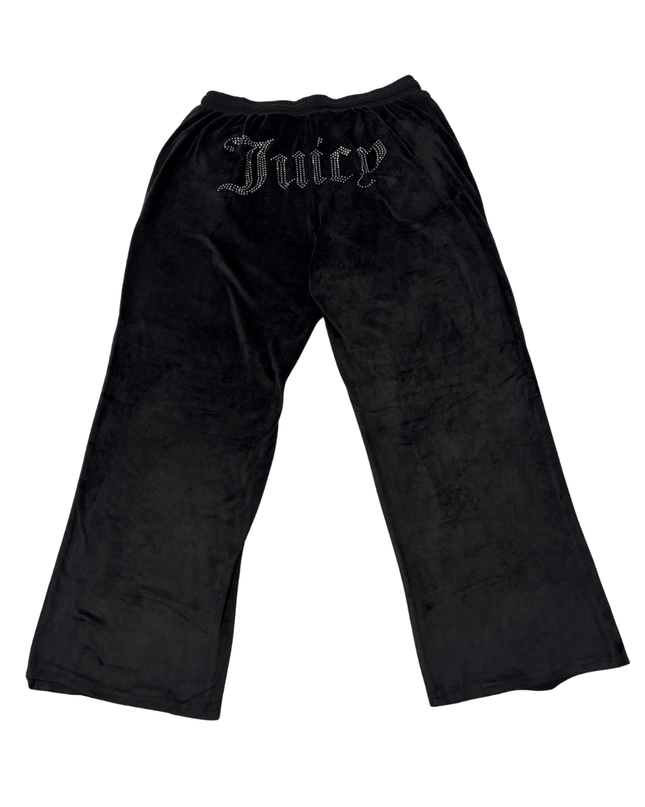 Juicy Couture Black Velour Wide-Leg Sleepwear Pants