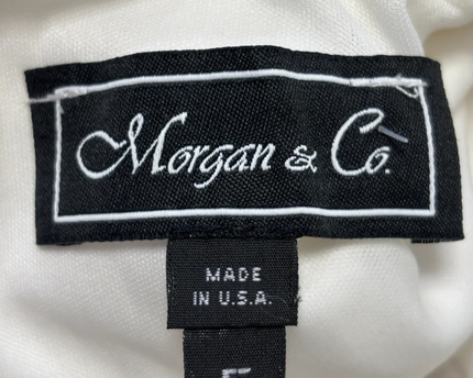 Morgan & Co. White Embellished Mesh Evening Gown