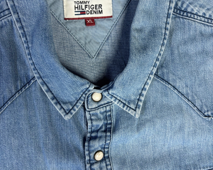 Tommy Hilfiger Denim Blue Western Style Long Sleeve Shirt