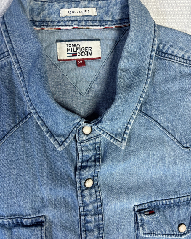 Tommy Hilfiger Denim Blue Western Style Long Sleeve Shirt
