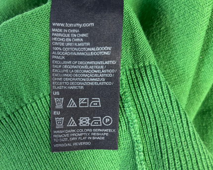 Tommy Hilfiger Green V-Neck Premium Cotton Sweater