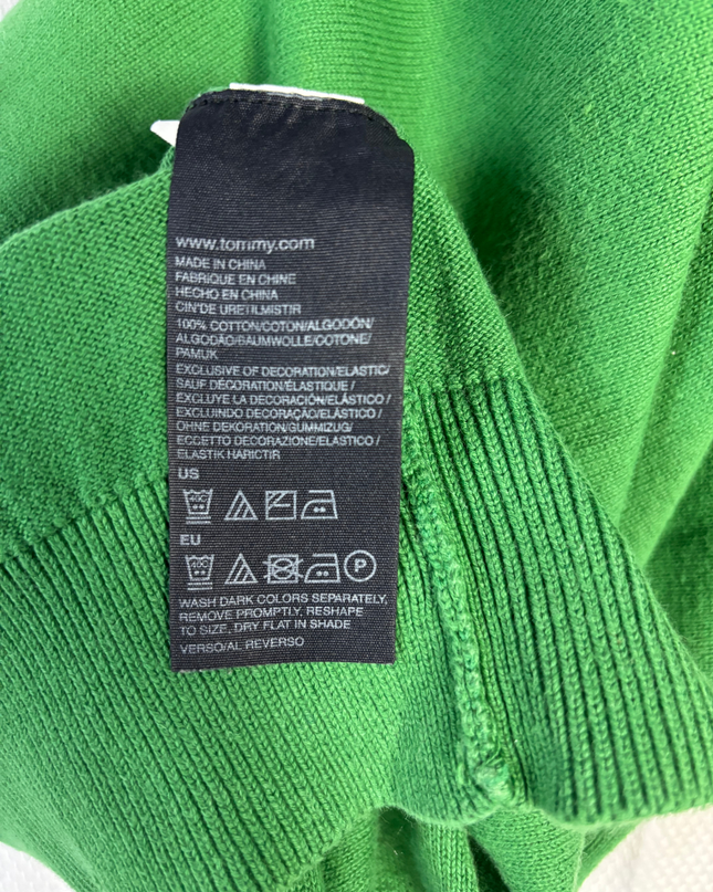 Tommy Hilfiger Green V-Neck Premium Cotton Sweater