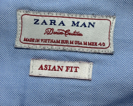 ZARA MAN Blue Asian Fit Shirt with Striped Contrast Pocket