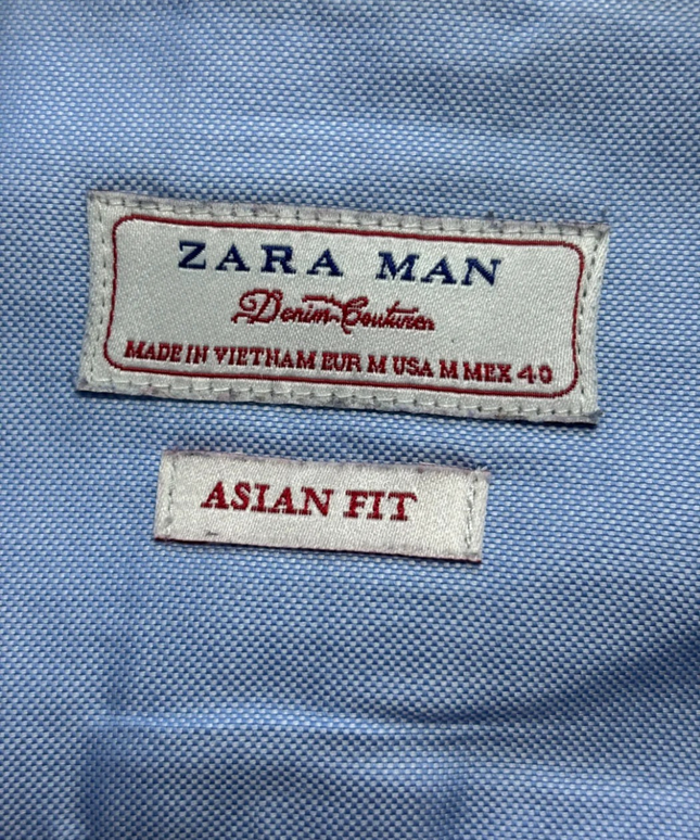 ZARA MAN Blue Asian Fit Shirt with Striped Contrast Pocket