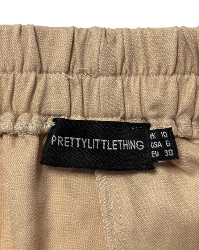 PrettyLittleThing Beige Flared High-Waist Shorts