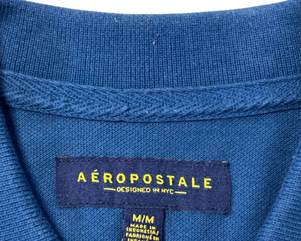 AÉROPOSTALE Blue A87 Tipped Piqué Polo Shirt