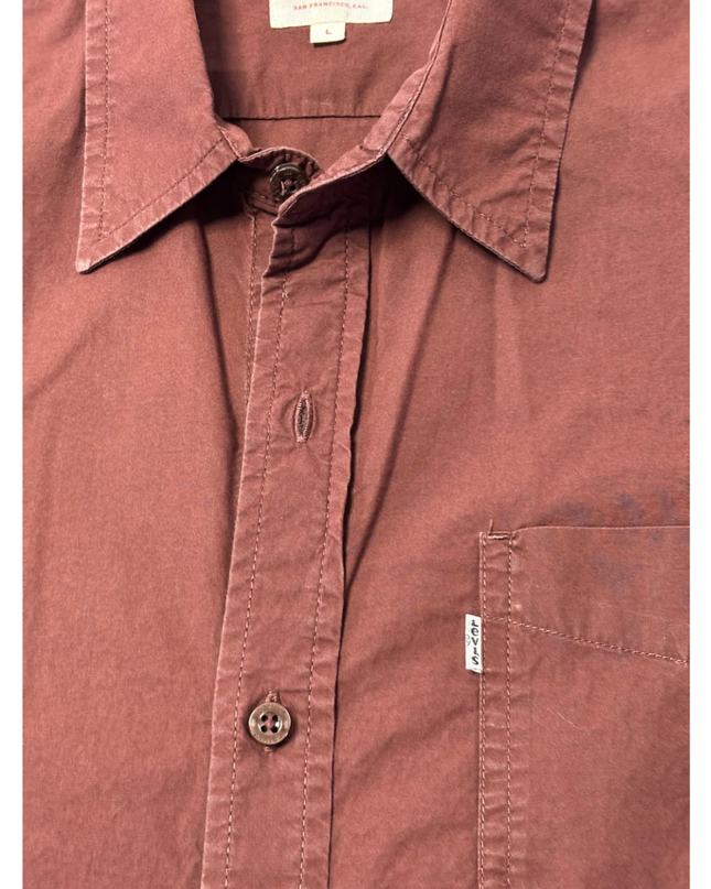 Levi's Maroon Long-Sleeve Button-Down Cotton Shirt