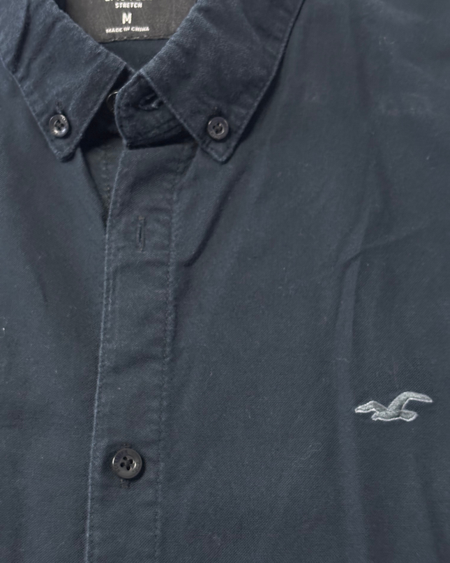 Hollister Navy Blue Muscle Fit Epic Flex Stretch Shirt