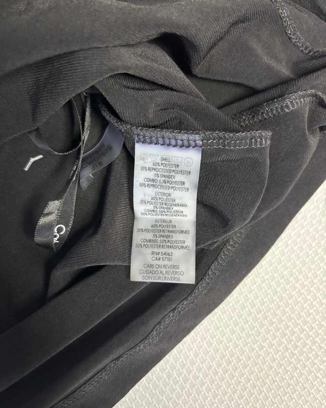 Calvin Klein Black Gathered Neckline Blouse with Sheer Sleeves