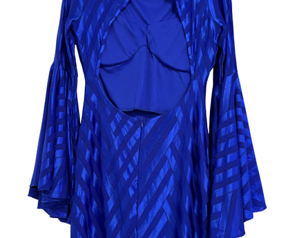 City Goddess Royal Blue Chevron Bell Sleeve Mini Dress | With Tag