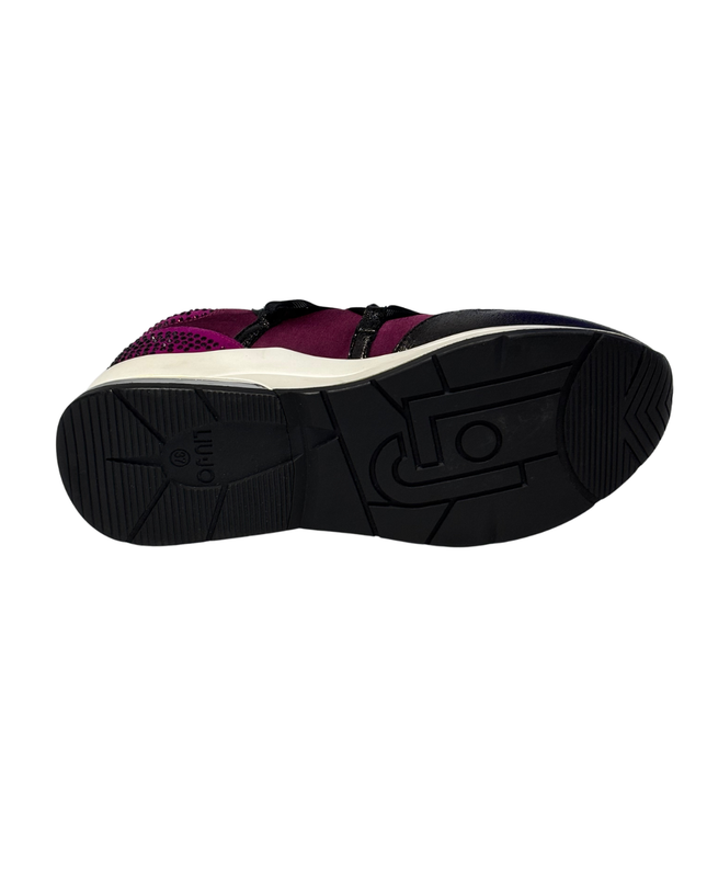Liu Jo Purple Satin Ribbon and Crystal Embellished Sneakers