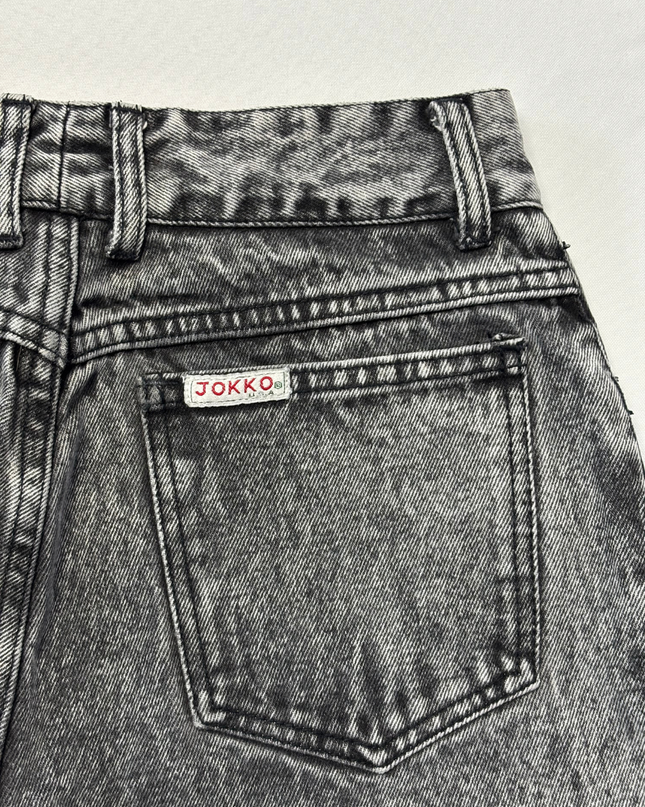 Jokko Grey Acid Wash High-Waisted Applique Denim Jeans