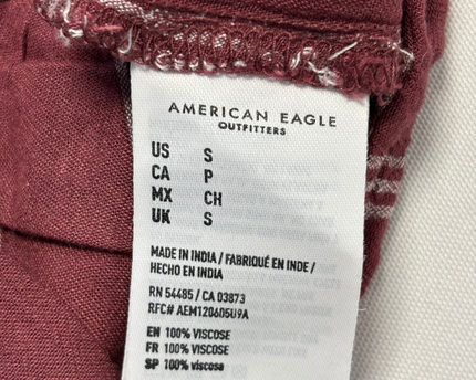 American Eagle Maroon Striped Tie-Front Shrug