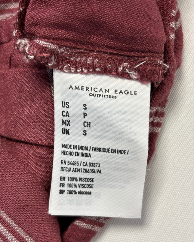 American Eagle Maroon Striped Tie-Front Shrug