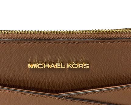 MICHAEL KORS Brown Saffiano Leather Dome Crossbody Bag