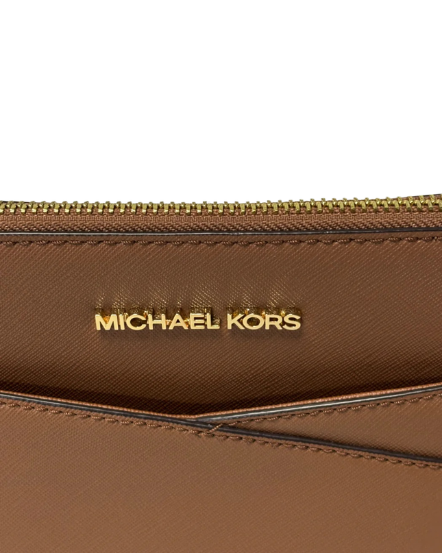 MICHAEL KORS Brown Saffiano Leather Dome Crossbody Bag