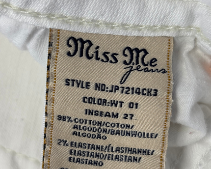 Miss Me White Distressed Embellished Skinny Jeans